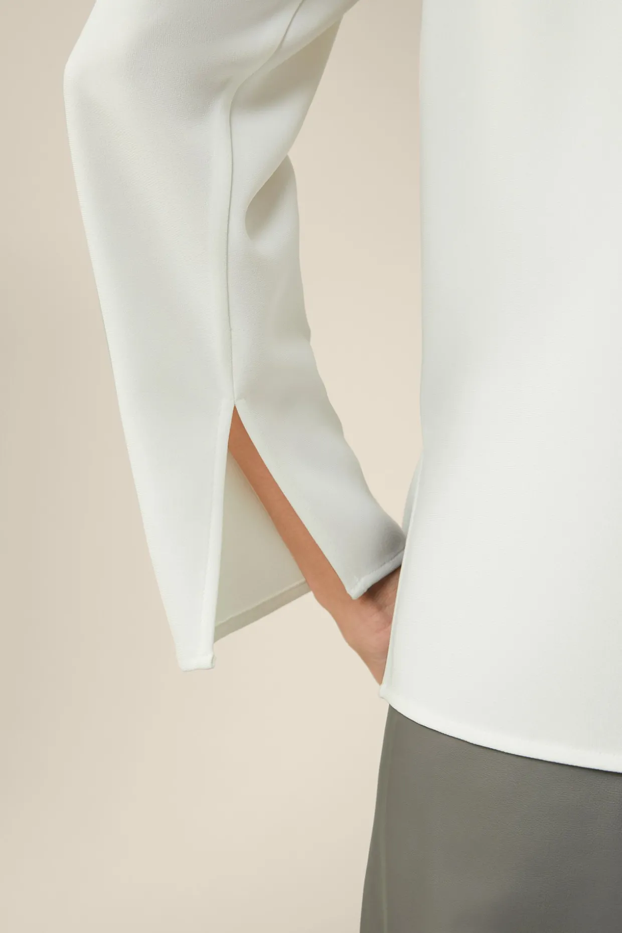 Crepe-Langarm-Bluse In