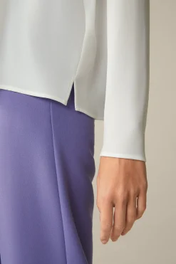 Crepe-Langarm-Bluse In
