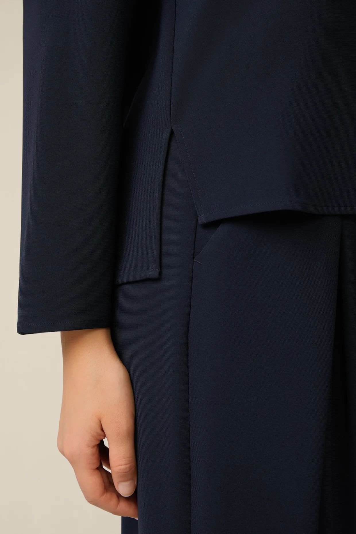 Crepe-Langarm-Bluse In
