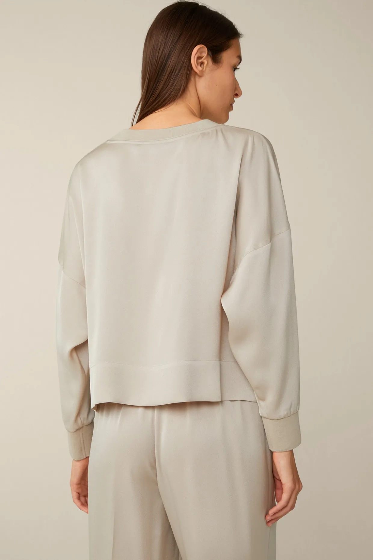 Crepe-Langarm-Bluse In