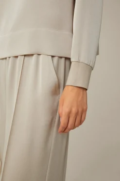 Crepe-Langarm-Bluse In