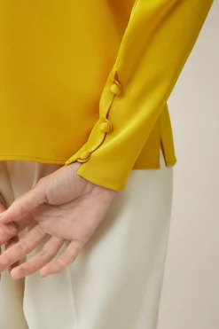 Crepe-Langarm-Bluse In