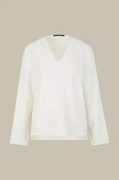 Crepe-Langarm-Bluse In