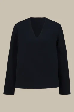 Crepe-Langarm-Bluse In