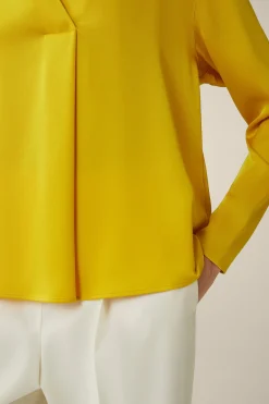 Crepe-Langarm-Bluse In