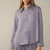 Crepe-Langarm-Hemd-Bluse In