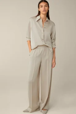 Crepe-Langarm-Hemd-Bluse In