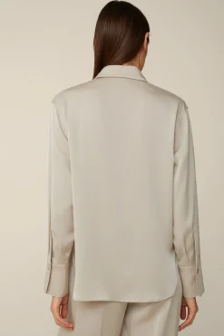Crepe-Langarm-Hemd-Bluse In
