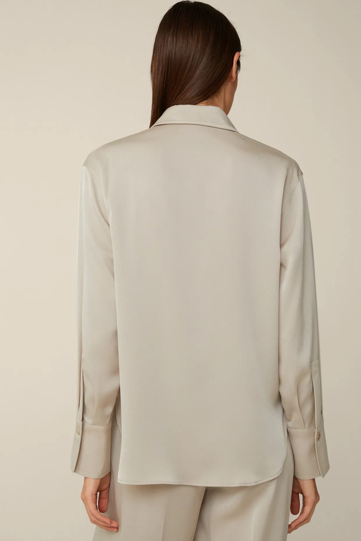 Crepe-Langarm-Hemd-Bluse In