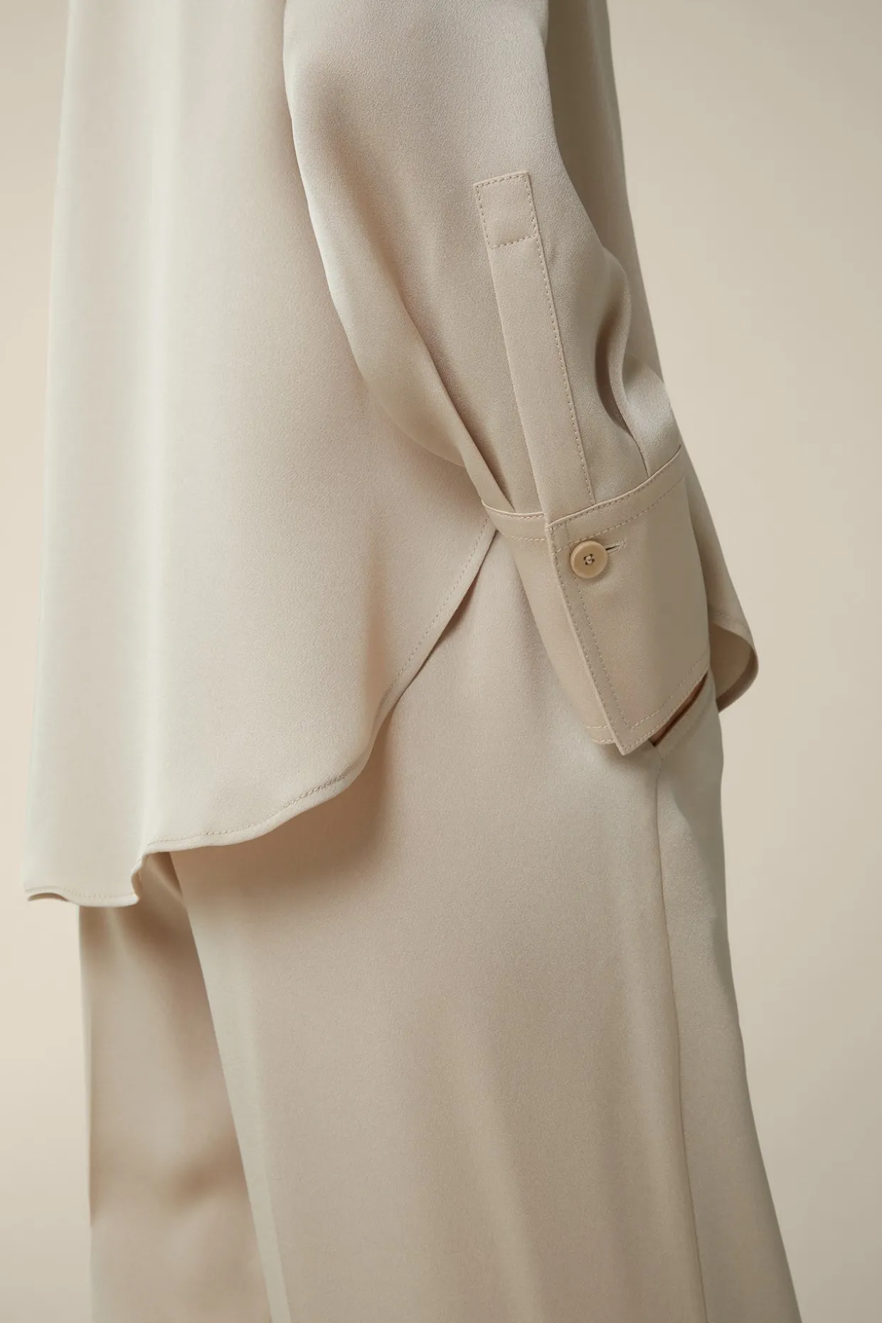 Crepe-Langarm-Hemd-Bluse In