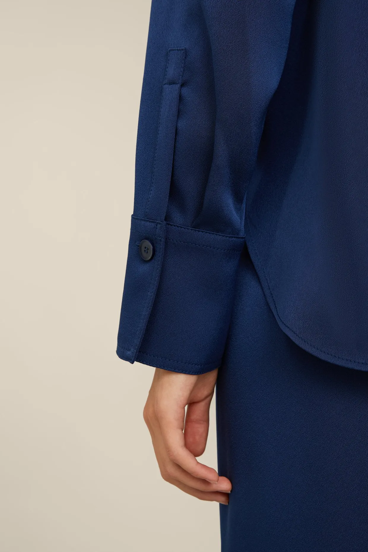 Crepe-Langarm-Hemd-Bluse In