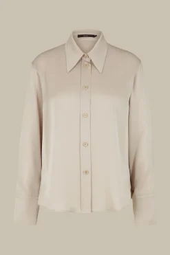 Crepe-Langarm-Hemd-Bluse In