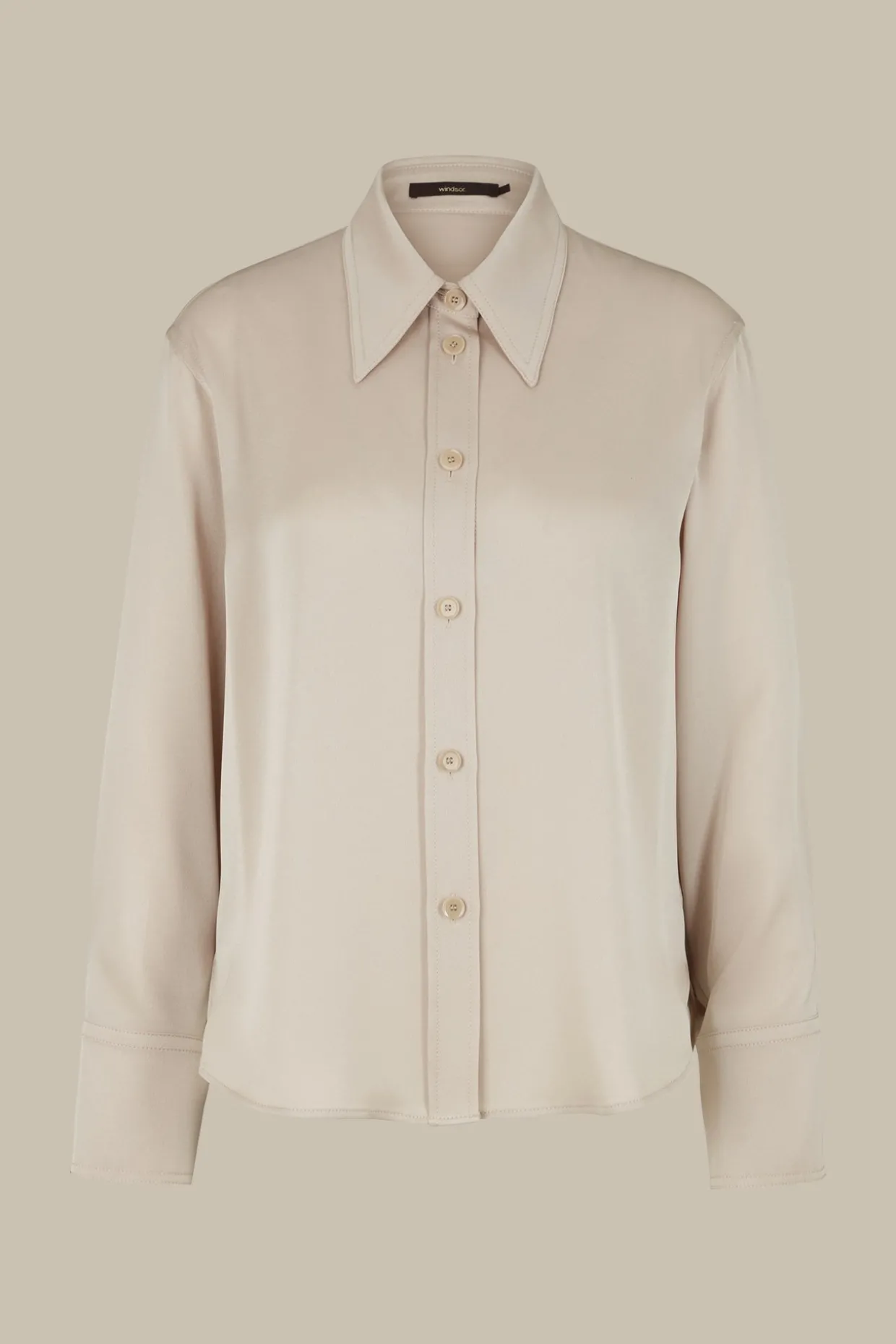 Crepe-Langarm-Hemd-Bluse In