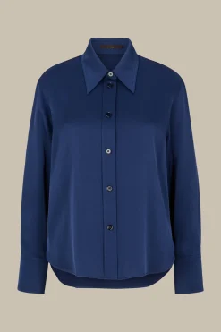 Crepe-Langarm-Hemd-Bluse In