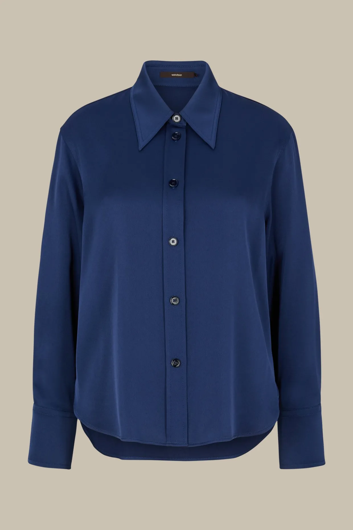 Crepe-Langarm-Hemd-Bluse In