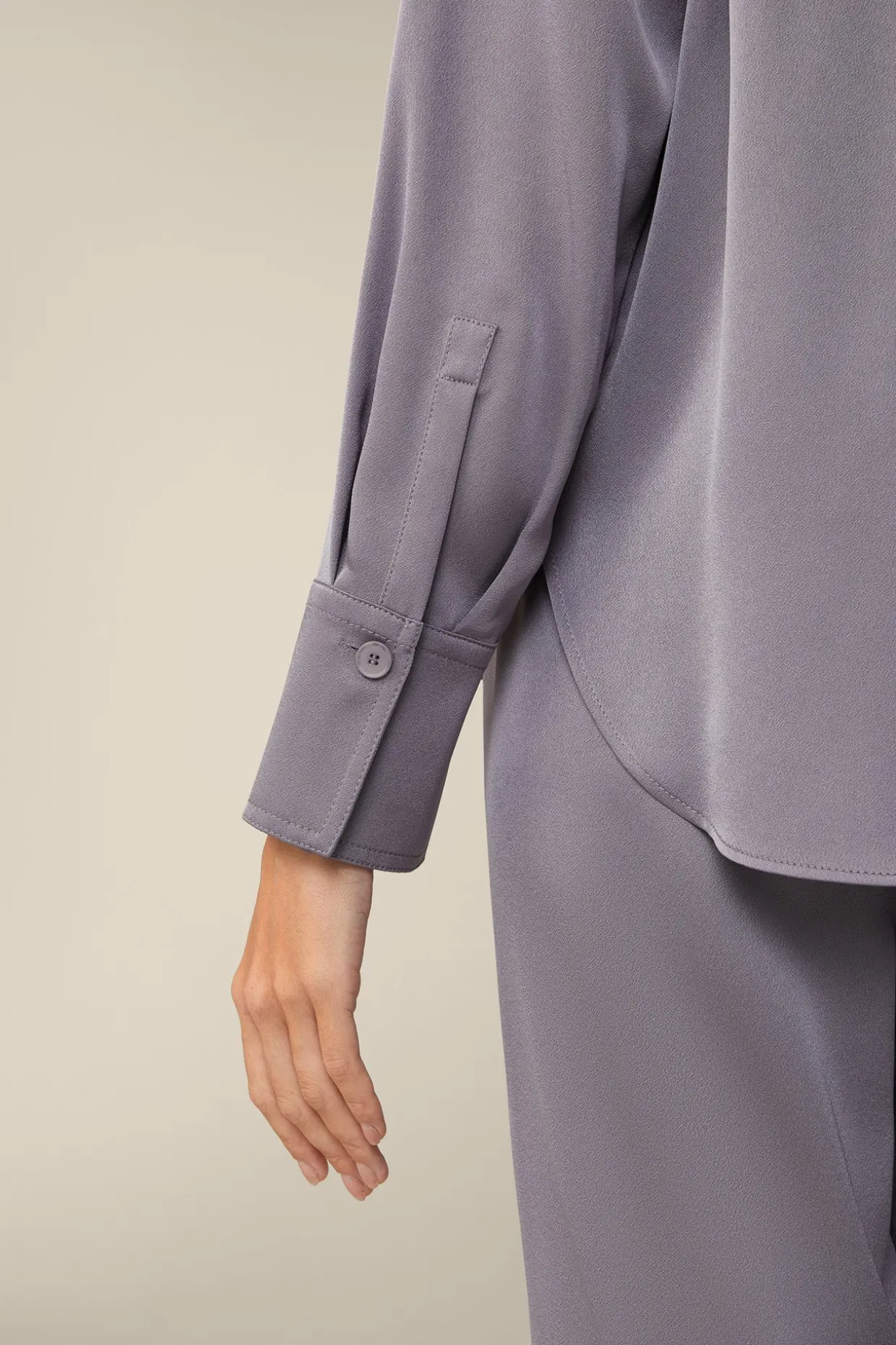 Crepe-Langarm-Hemd-Bluse In