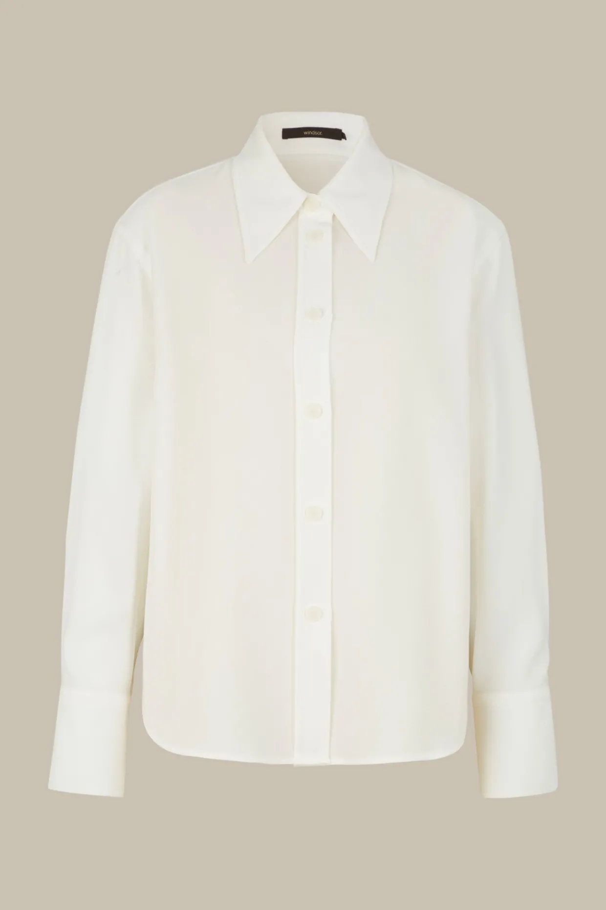 Crepe-Langarm-Hemd-Bluse In