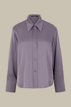 Crepe-Langarm-Hemd-Bluse In