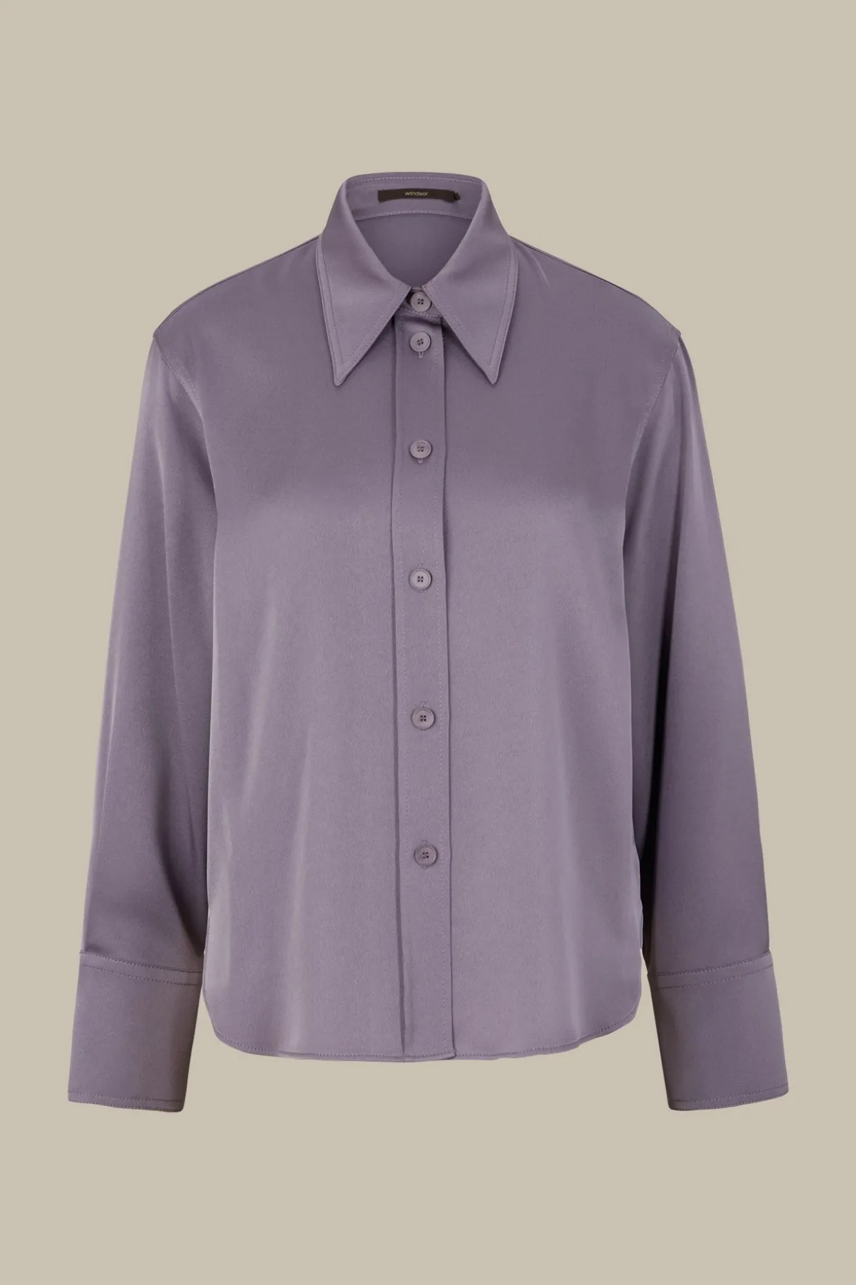 Crepe-Langarm-Hemd-Bluse In