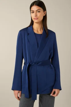 Crepe-Long-Blazer Mit Gürtel In