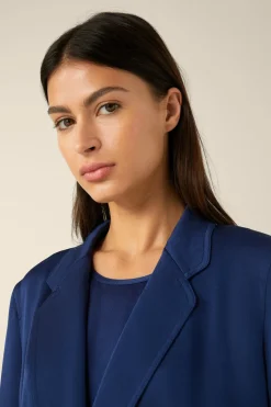 Crepe-Long-Blazer Mit Gürtel In