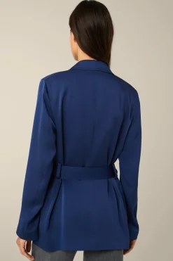 Crepe-Long-Blazer Mit Gürtel In