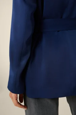 Crepe-Long-Blazer Mit Gürtel In