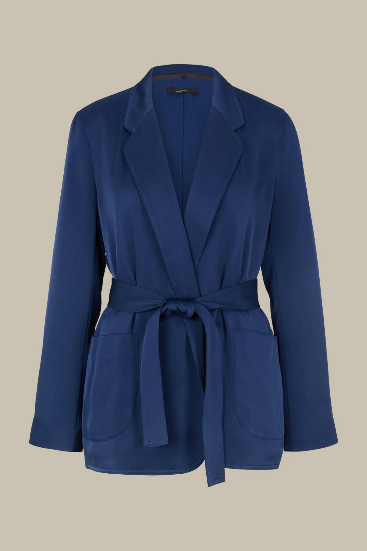 Crepe-Long-Blazer Mit Gürtel In