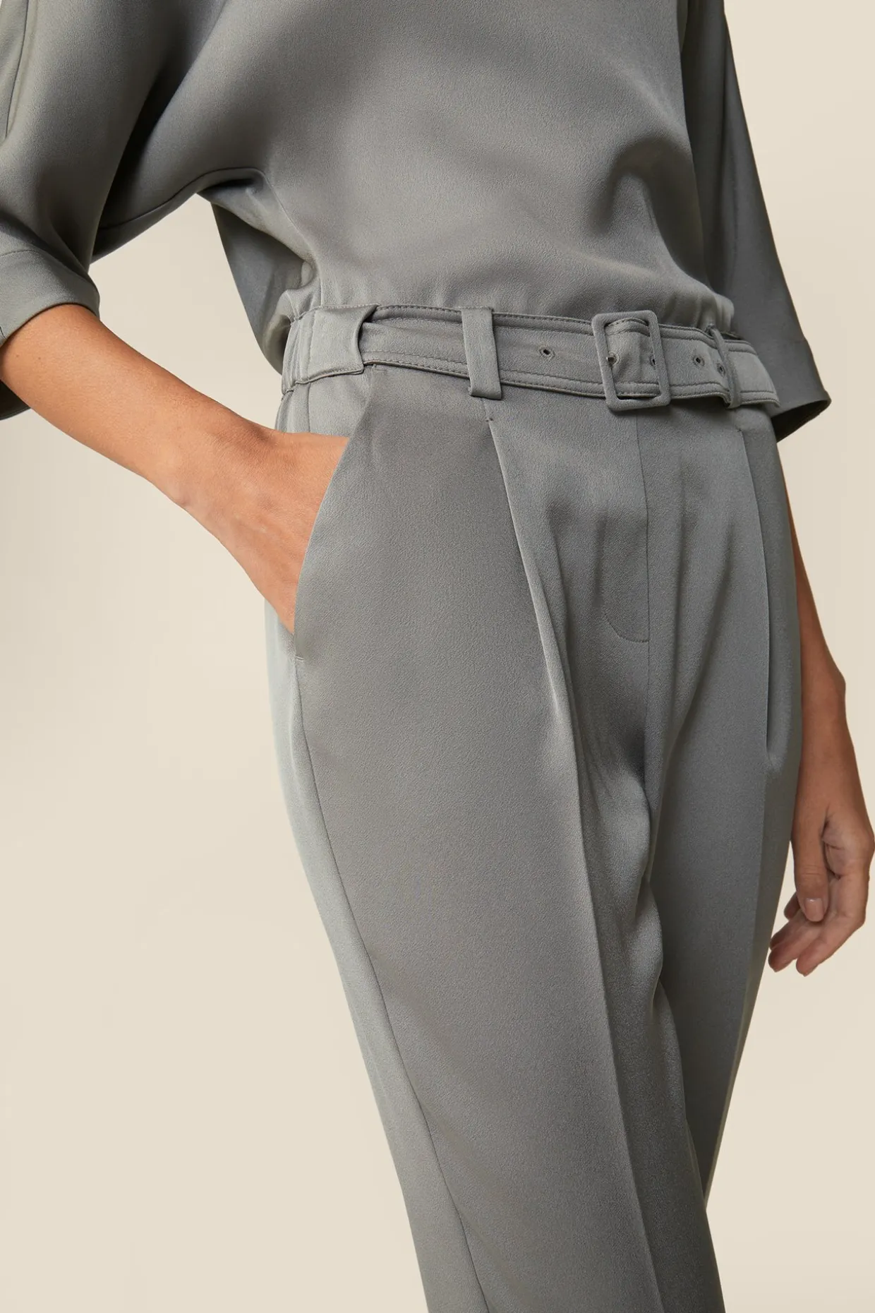 Crepe-Overall Mit Bundfalte In