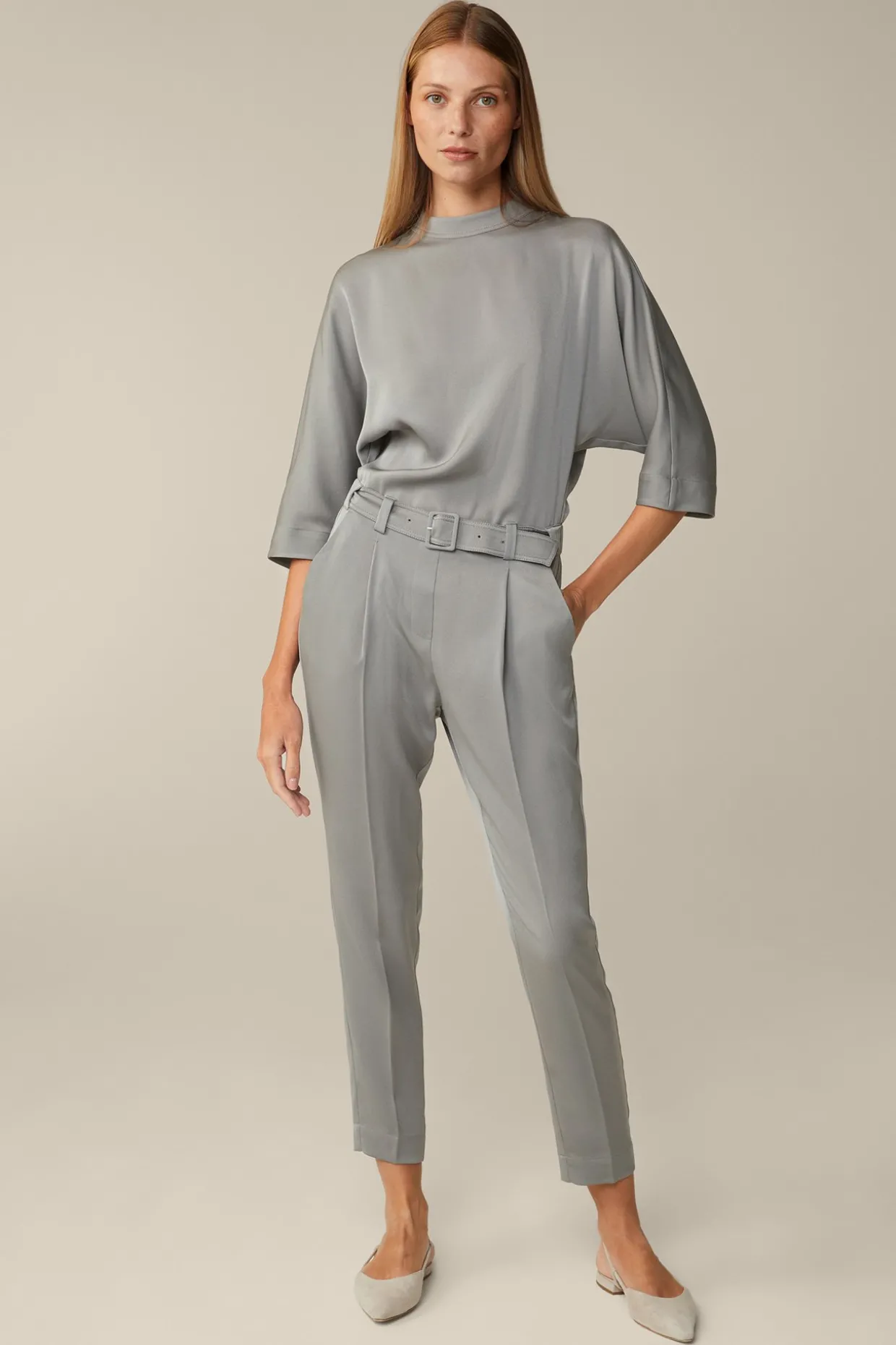 Crepe-Overall Mit Bundfalte In