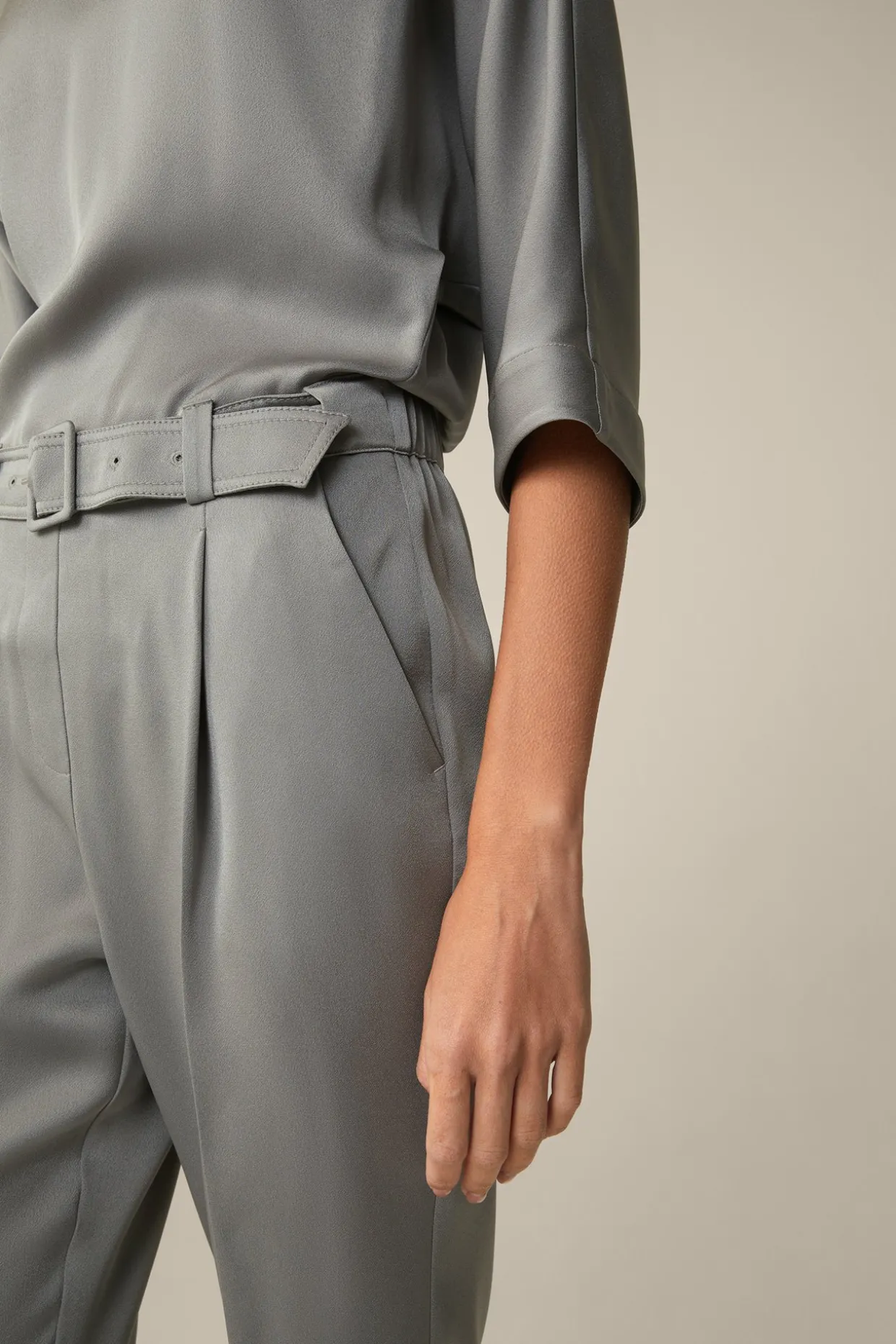 Crepe-Overall Mit Bundfalte In