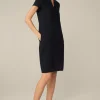 Crepe-Shift-Kurzarm-Kleid In