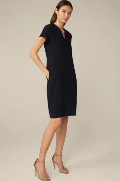 Crepe-Shift-Kurzarm-Kleid In
