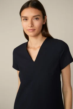 Crepe-Shift-Kurzarm-Kleid In