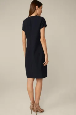 Crepe-Shift-Kurzarm-Kleid In