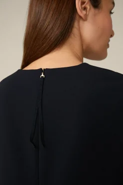 Crepe-Shift-Kurzarm-Kleid In