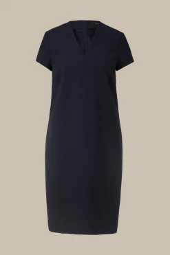 Crepe-Shift-Kurzarm-Kleid In