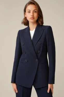 Double-Wollcrepe-Doppelreiher-Blazer In