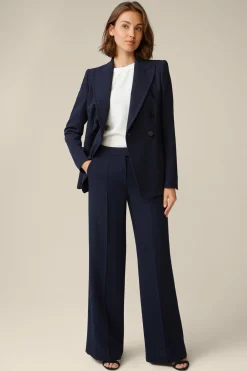 Double-Wollcrepe-Doppelreiher-Blazer In