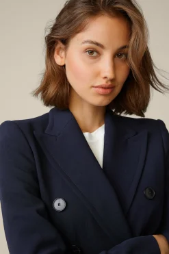 Double-Wollcrepe-Doppelreiher-Blazer In