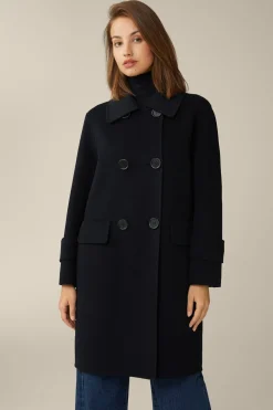 Double-Wollmix-Doppelreiher-Mantel Mit Cashmere In