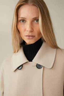 Double-Wollmix-Doppelreiher-Mantel Mit Cashmere In
