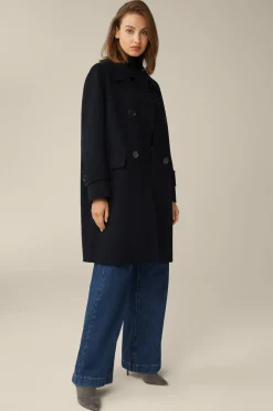Double-Wollmix-Doppelreiher-Mantel Mit Cashmere In