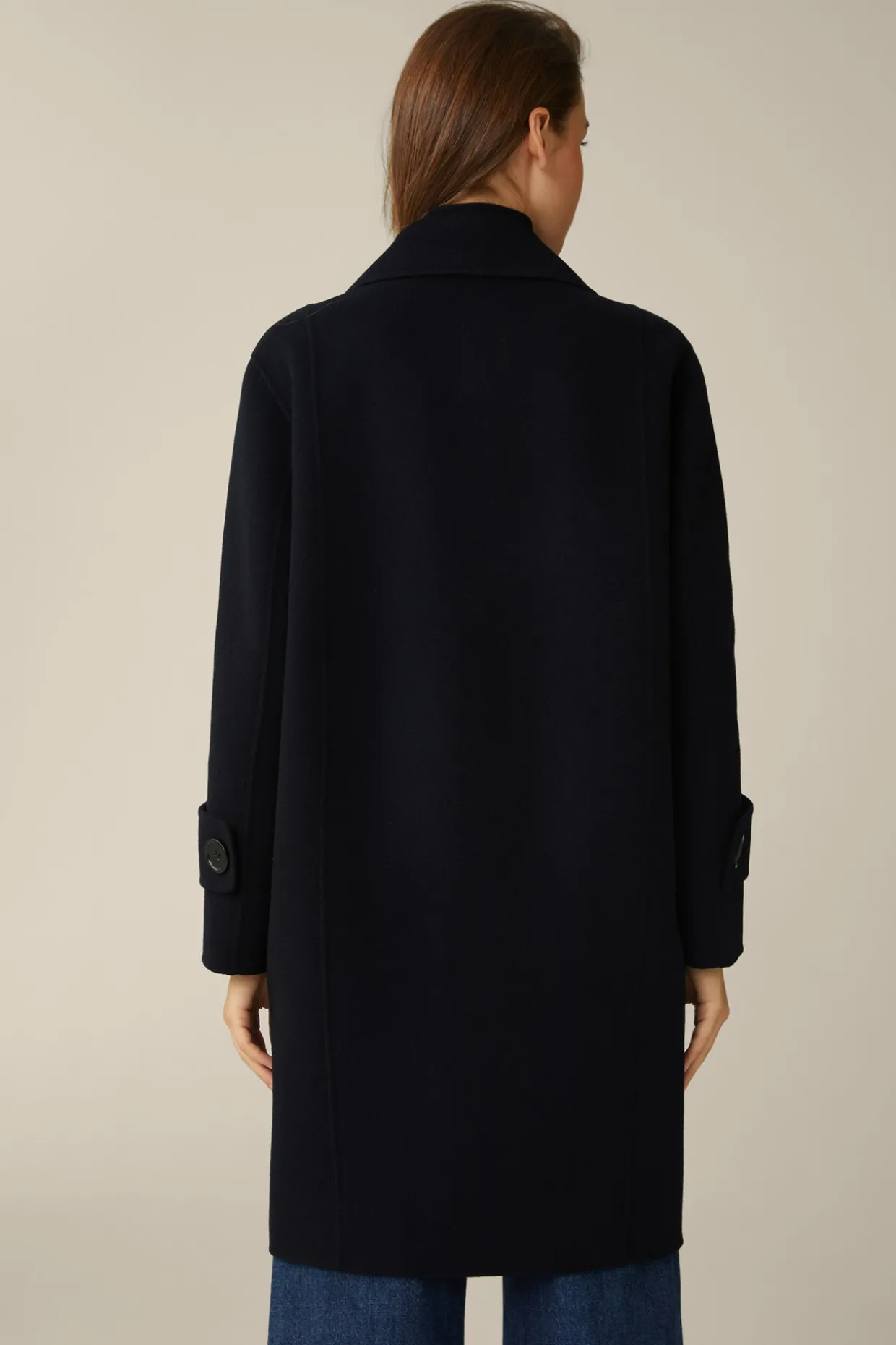 Double-Wollmix-Doppelreiher-Mantel Mit Cashmere In