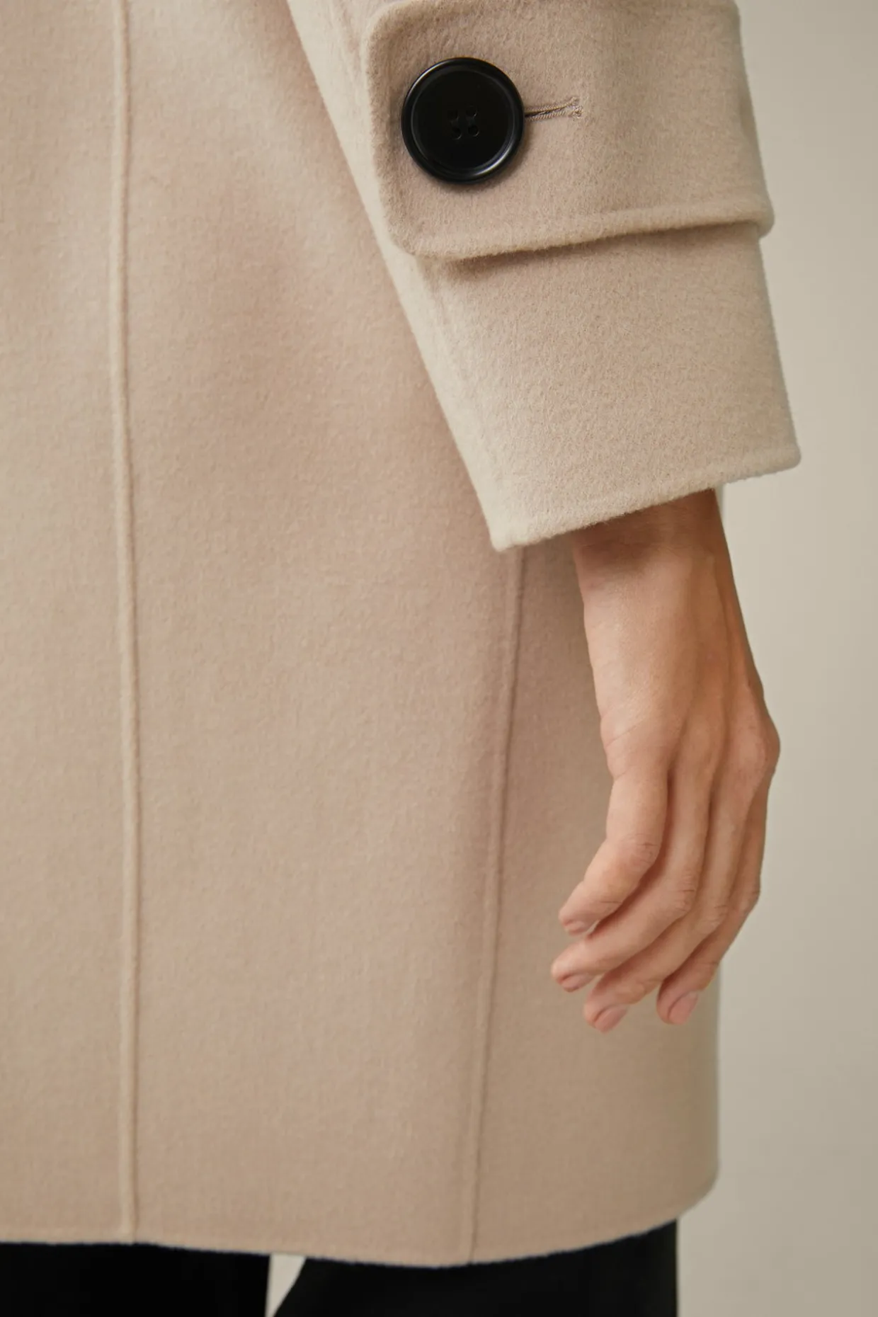Double-Wollmix-Doppelreiher-Mantel Mit Cashmere In