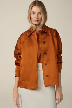 Duchesse-Satin-Cape-Jacke In Kupfer