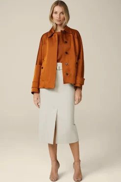Duchesse-Satin-Cape-Jacke In Kupfer
