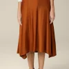 Duchesse-Satin-Rock In Midi-Lange In Kupfer