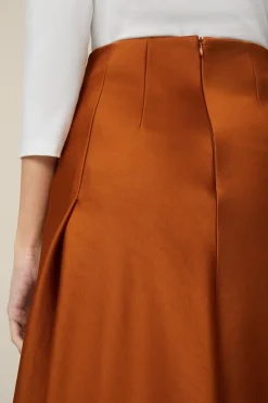 Duchesse-Satin-Rock In Midi-Lange In Kupfer