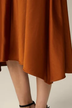 Duchesse-Satin-Rock In Midi-Lange In Kupfer
